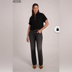 2025 YOGA JEANS CHLOE Charcoal Black wash Stretch High Waisted wide leg Jeans 29